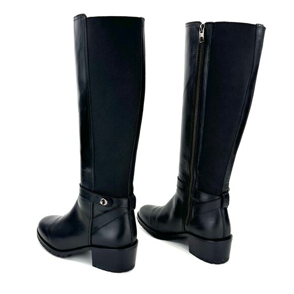 Coach Portia Black Riding Boot Size 8.5B Leather Stretchy Shaft Knee-High Heeled - Picture 15 of 15